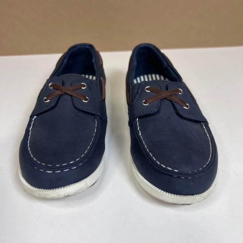 J.Crew Kids Navy Blue Boat Shoes Loafers Slip On Size 1 Preppy
